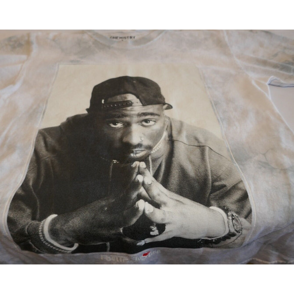 Tupac Tie Dye Gray and White Poetic Justice T-Shirt Sz Med - Picture 11 of 16